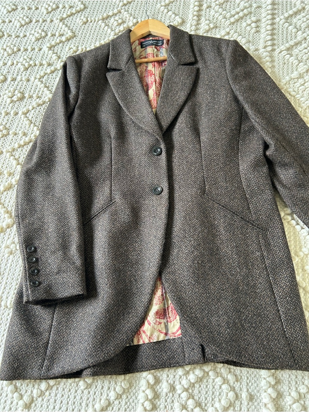 Peruvian Connection Brown Herringbone Wool/Alpaca Blazer